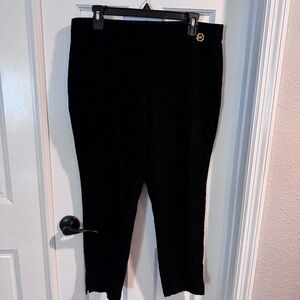 Michael Kors Black Leopard Textured Pants XL Stretch Slim Ankle
